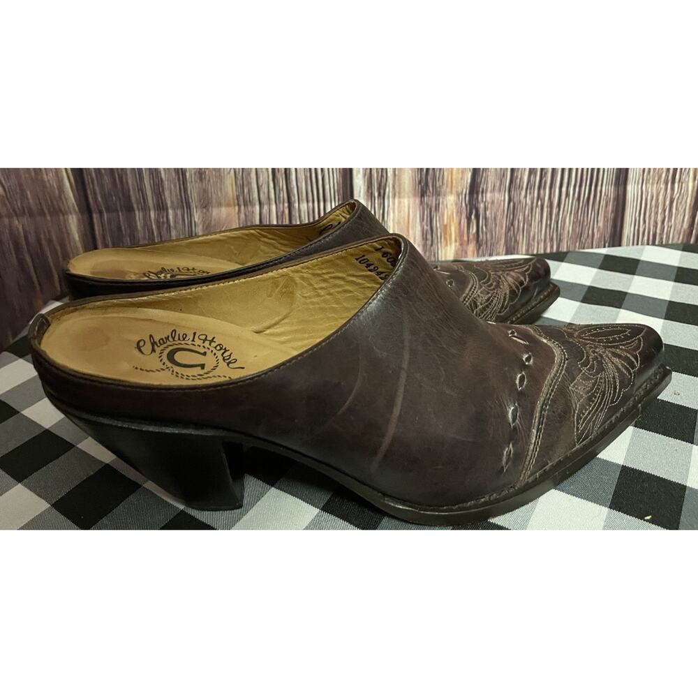 Charlie 1 Horse by Lucchese Western Brown Leather Mules Size 6.5B